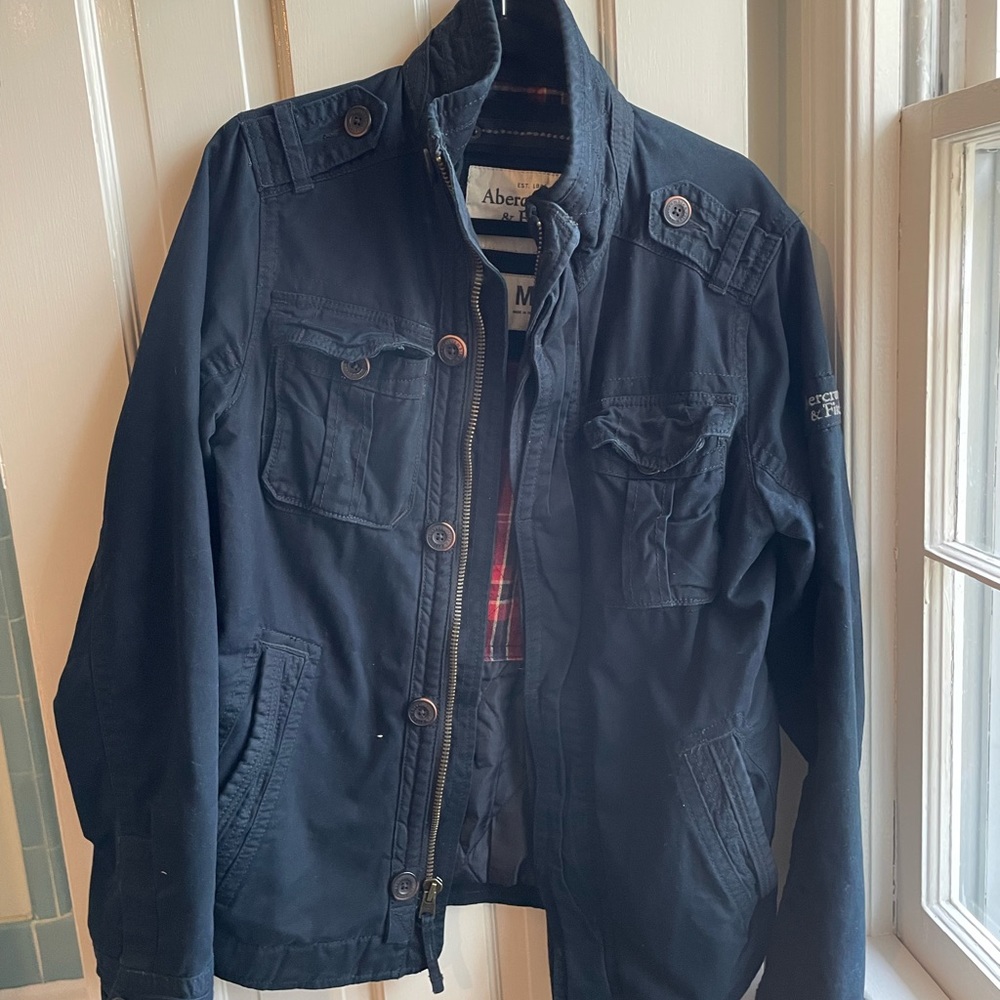 A&F Mens Navy Lined Jacket